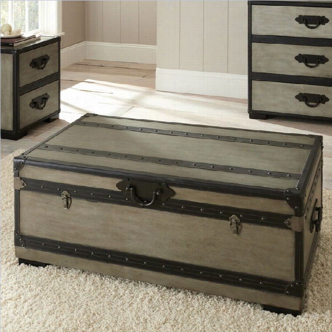 Steve Silver Company Rowan Trunk And Cocktail Table In Weatered Gray Finish