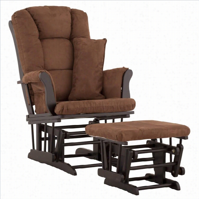 Stork Craft Tuscany Glider Anc Ottoman In Black And Chocolate