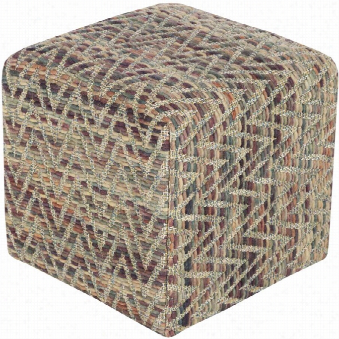 Sury A Dahlia Cotton Cube Pouf Ottoman In Yellow And Gray