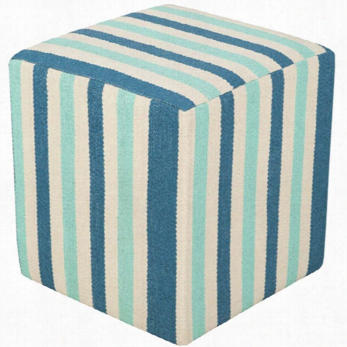 Surya Picnic Cube Pouf Ottoman In Teal