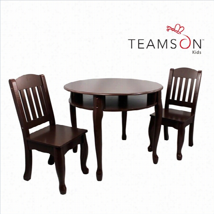 Teamson Kids Windsor Round Table And Set Of 2chairs In Espresso