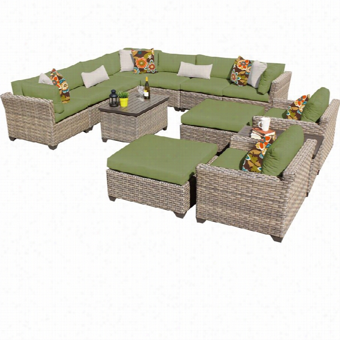 Tkc Monterey 13 Piece Outdoor Wicker Sofa Set In Cilantro