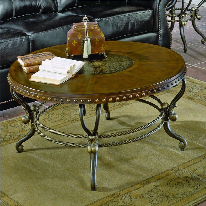Tren T Home Copeland Round Wood Top Cocktail Atble In Iron Finish