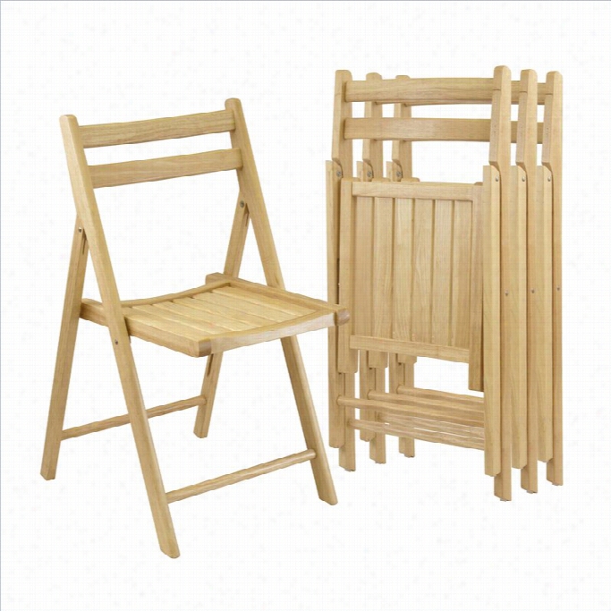 Winsome 4 Piece Folding Chair Set In Beech Ffinish