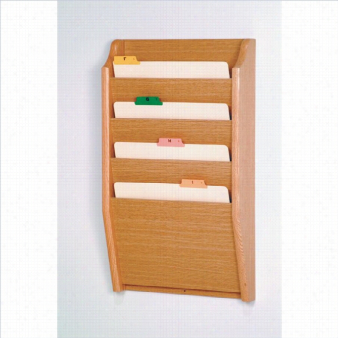 Wooden Mallet 4 Pocket Chart Holder In Light Oak