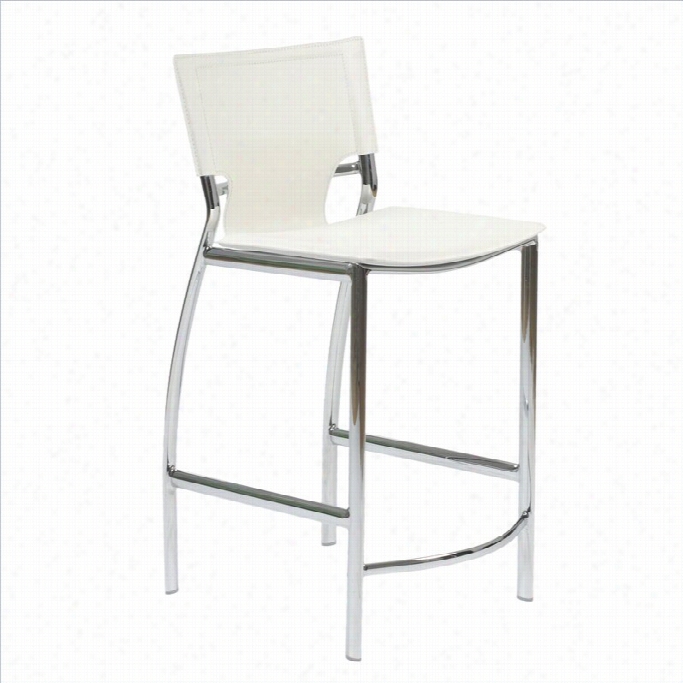 24 Cou Nter Stool In White Leathed And C Hrome