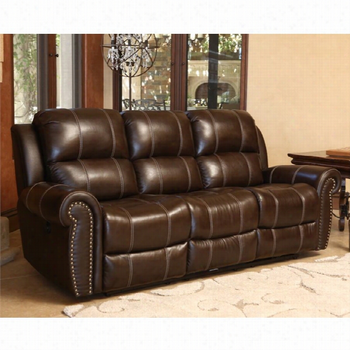 Abbyson Living Kingston Leather Power Reclining Sofa In Brown