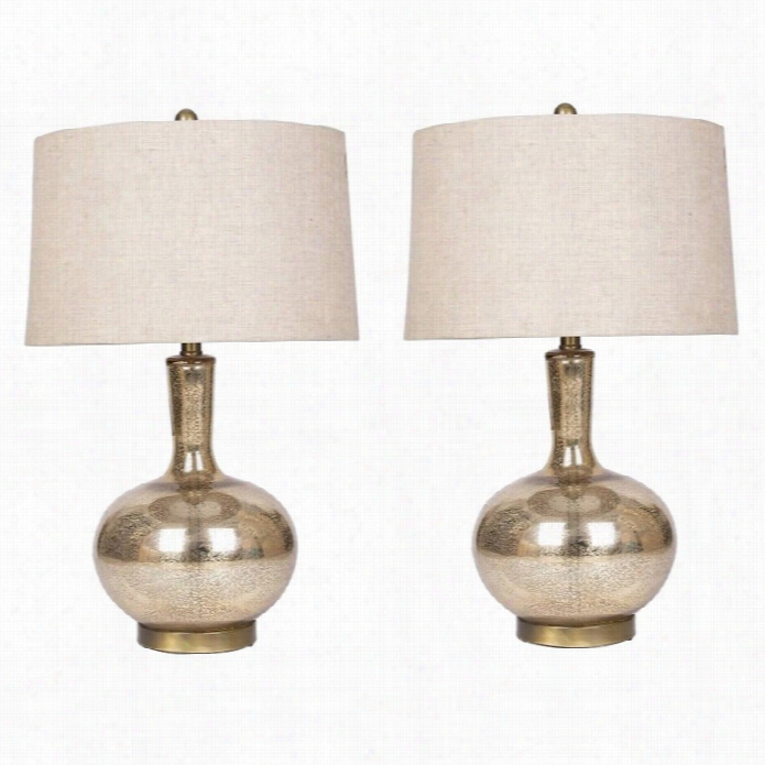 Abbyon Living Mercury Glass Table Lamp In Gold (set Of 2)