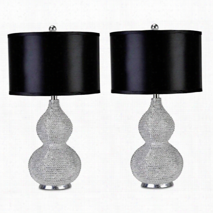 Abbyson Living Sayer Sea Urchin Table Lamp In Silver (set Ot 2)