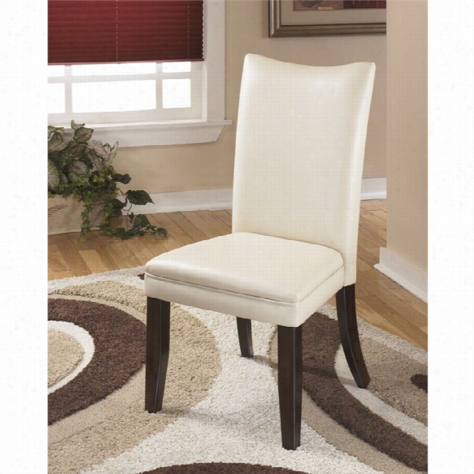 Ashley Chaerell Fux Leathre Dining Side Chair In Ivory