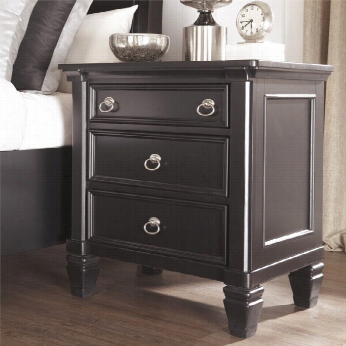 Ahsley Green$burg 3 Drawer Wood Nightstand In Black