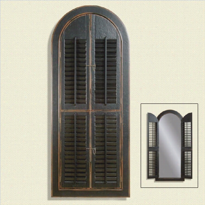 Bassett Mirror Arched Shutter Mirrror In Rusticated Black