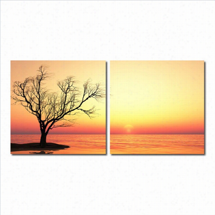 Baxton Studio Bazing Horizon Mounted  Prnt Diptych In Multicolor