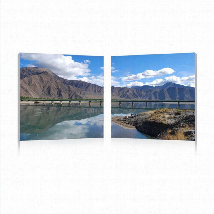 Baxton  Studio Causeway Through The Mounaihs Mounted Print Diptych In Multicolor