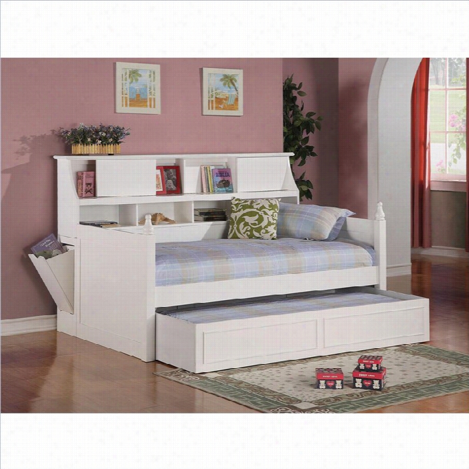 Coaster Daisy Bookcase Wood Daybed With Under-bed Trundle In Wjite