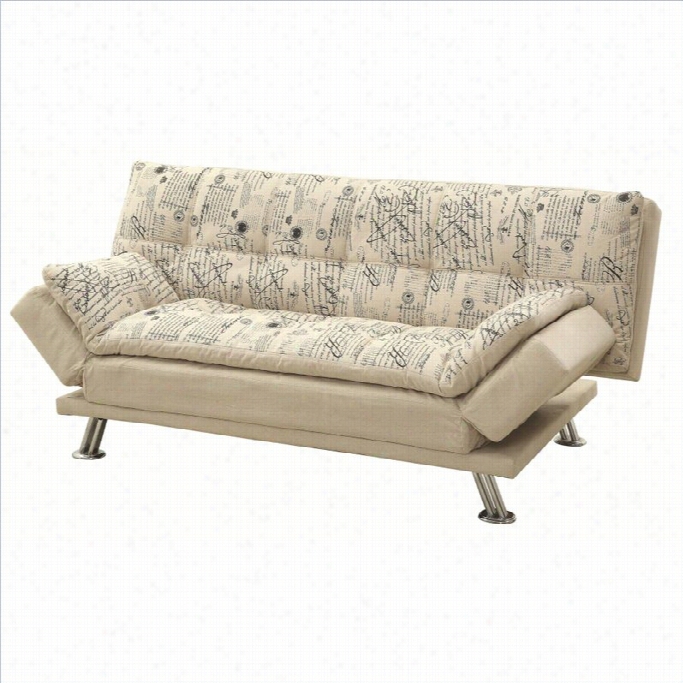 Coaster Kay Converti Ble Adjust Able Armrests Couch  Bed In Oatmeal