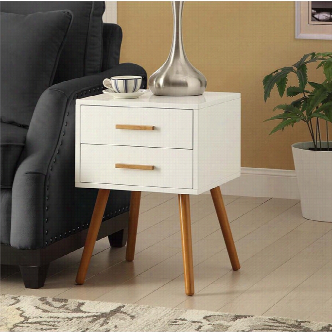 Convenience Concepts Oslo 2 Drawer End Table In White