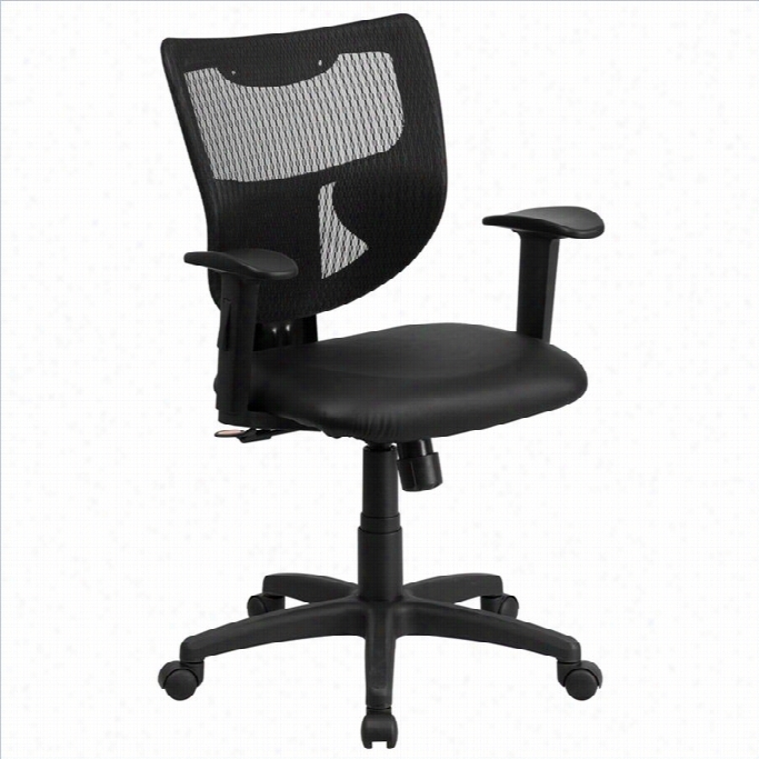 Flash Furniture Galaxy Mid-back Leather Ffice Chzit In Black