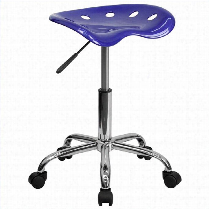 Flash Furniture Vibrant Chrome Adjustable Bar Stool In Deep Blue