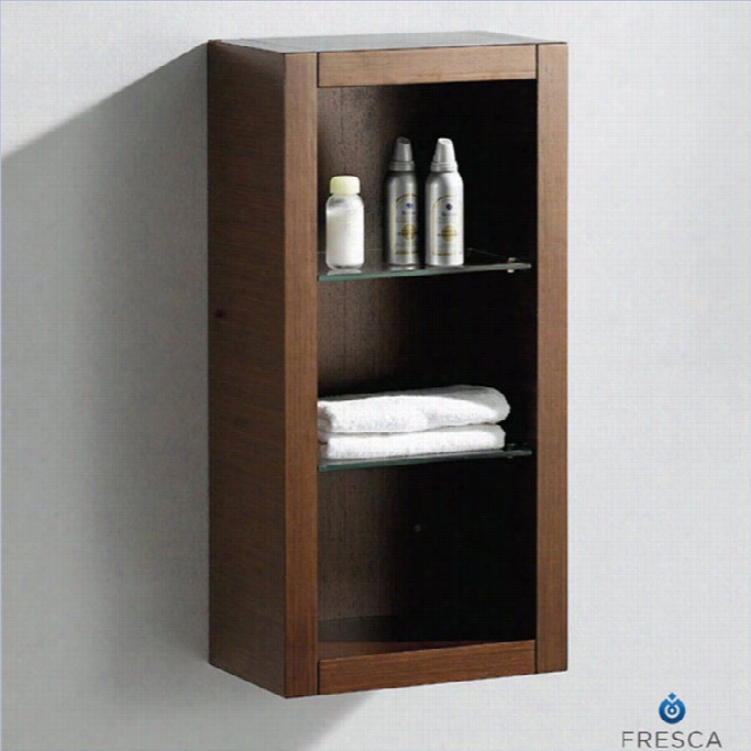 Fresca Trieste Bathroom Linen  Side Cabinet With Glass Shelves In Wenge Brown