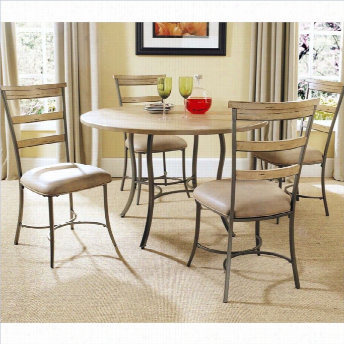 Hillsdale Charleston 5 Piece Roumd Wood Top Dining Set