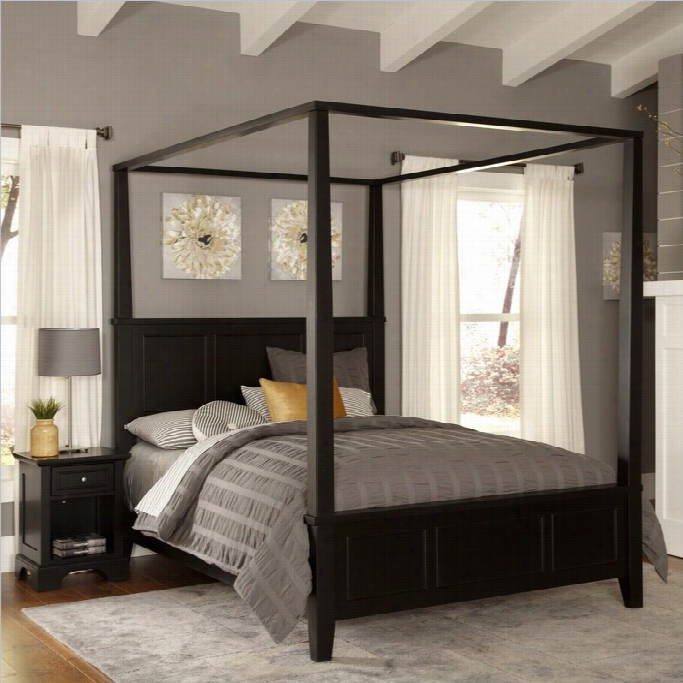 Home Styles Bedforrd Canopy Bed And Night Standi N Black-queen