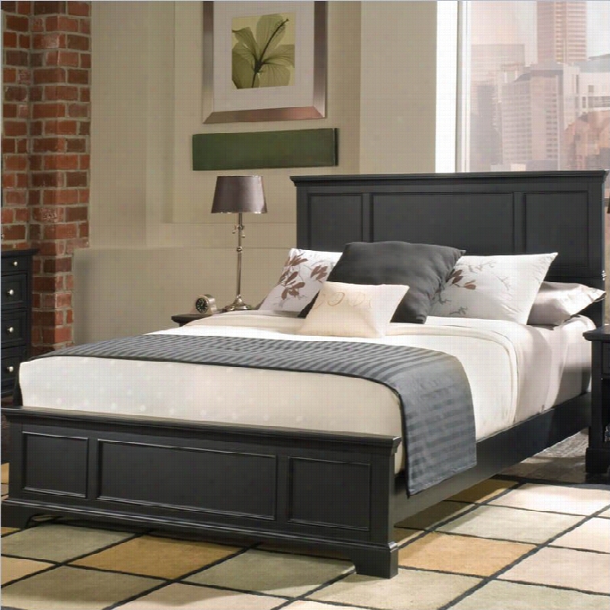 Home Styles Bedford  Queen Wood Panel Bed 3 Piece Bedroom Set In Ebony