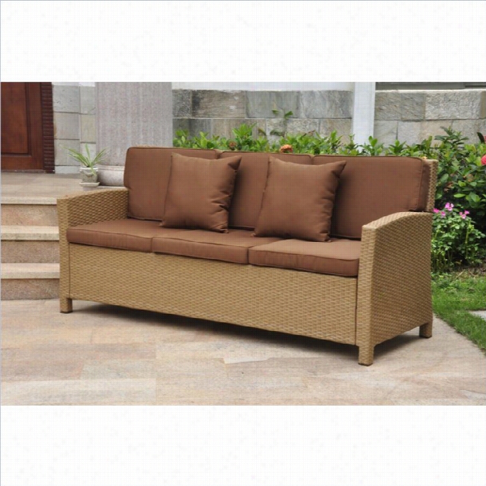 International Caravan Valencia Outdoor Patio Sofa In Honey And Dark Chocolate