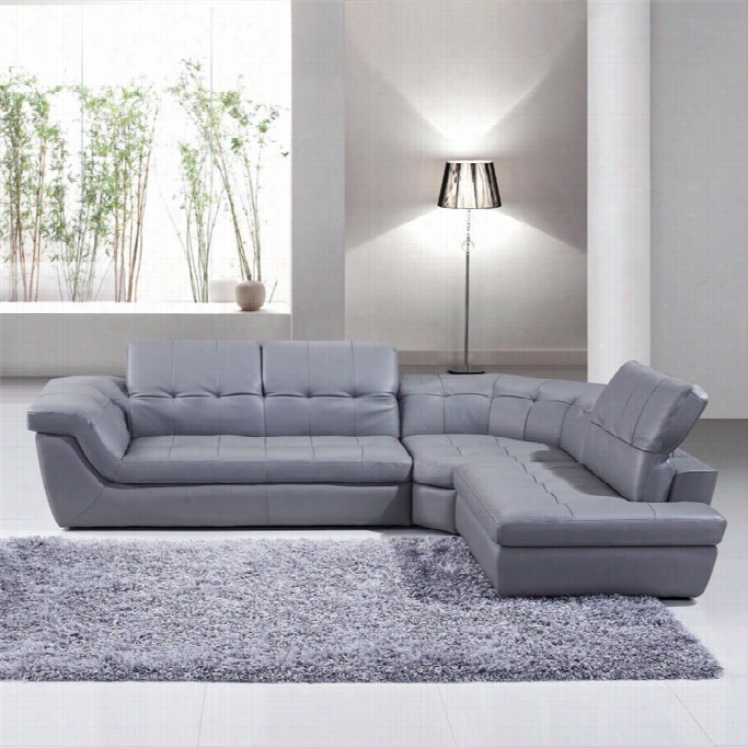 J&m Furniture 397 Leather Right  Sectional In Gray