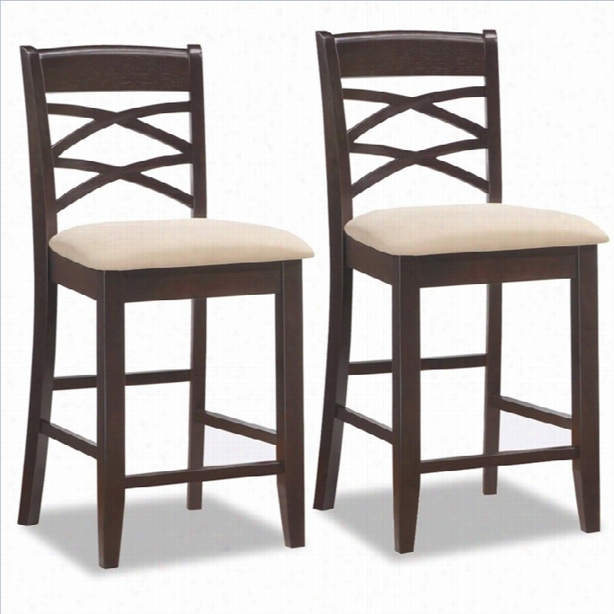 Leick Furniture Wood Double Crossback 25 Stool In Wenge (set Of 2)