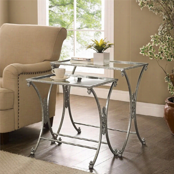 Linonnesting Table In Silver (set Of 2)