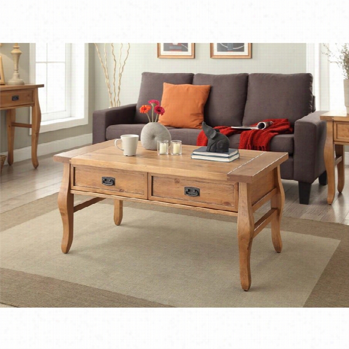 Lin On Santa Fe Plank Style Top Coffee Table In Antique Brown