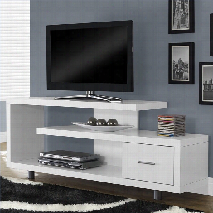 Monarch 60 Hollow-core Tv Stand In White