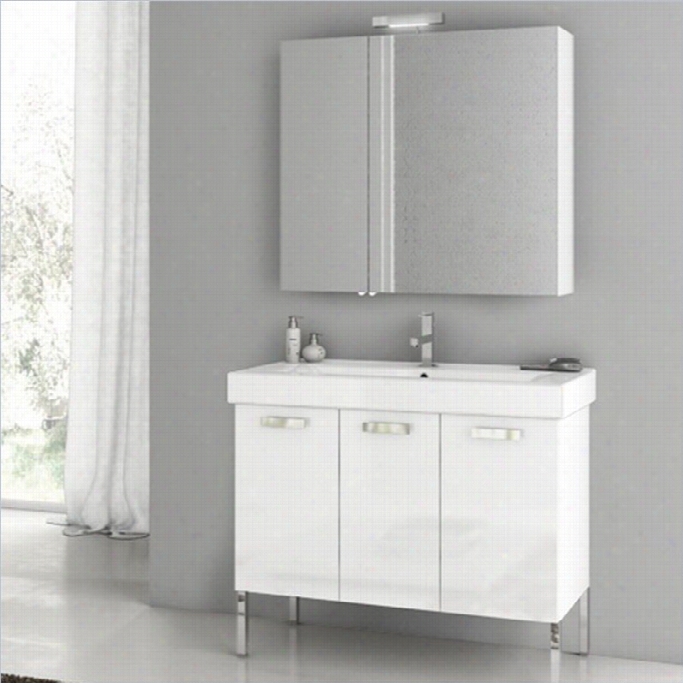 Naameek's Acf 37 Cubical Standing Bathroom Vanity Set In Glossy White