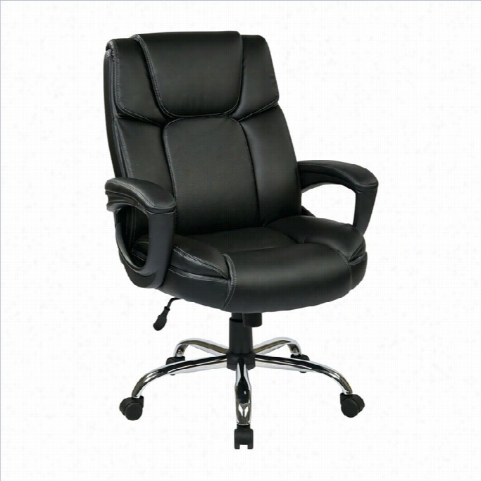 Office Star Ec Seris Eco Leather Office Chair With Padded Escutcheon In Black