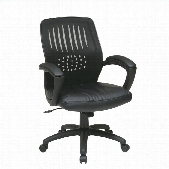 Office Star Em Series Screen Back Contoured Shell Office Chair In Black