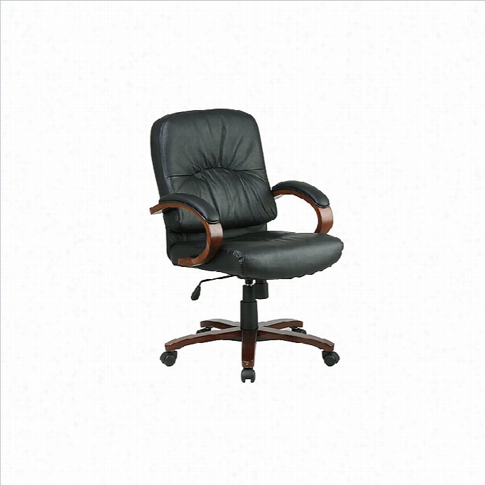 Office Star Mix Back Executive Leather Office Chaair With Cherry Finish Wood Bse And Arm S