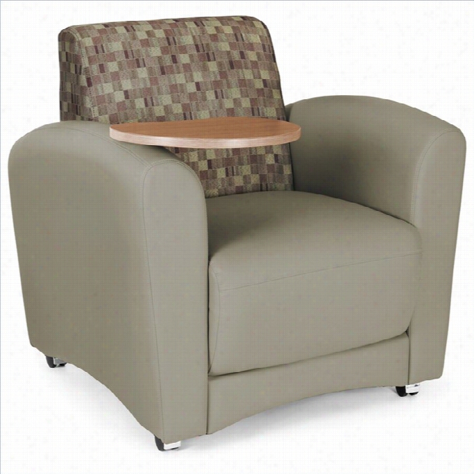 Ofm Interplay Guest Chair With Single Tablet In Taupe And Bronze