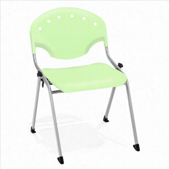 Ofm Sfack Stacking Chair No Arms In Silver And Green
