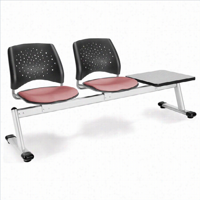 Ofm Star Baem Seating With 2 Seats And Table In Coral Pink And Gray