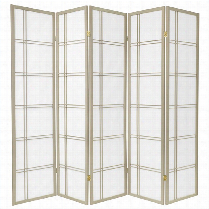 Oriental Furniture 6' Tall Shoji Screen With 5 Panle In Gray