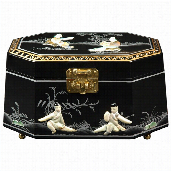 Oriental Furniture Antoinette Jewelry Box  In Black