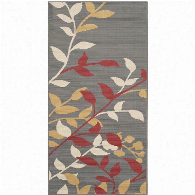 Safavieh Hampt On Rectangle Rug In Dark Grey / Rust-2'-7 X 5'