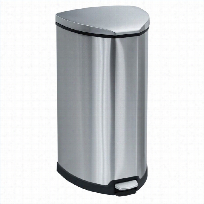 Safco Stainlesss Step-on 10 Gallon Receptacle In Stainless Steel