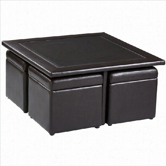 Southern Enterprises Storage Table Set In Dark Chocolate Faux Leather