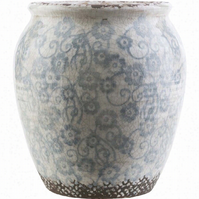 Suryya Flora 11 X 9.8 Ceramic Vase In Glossy Slate And Taupe