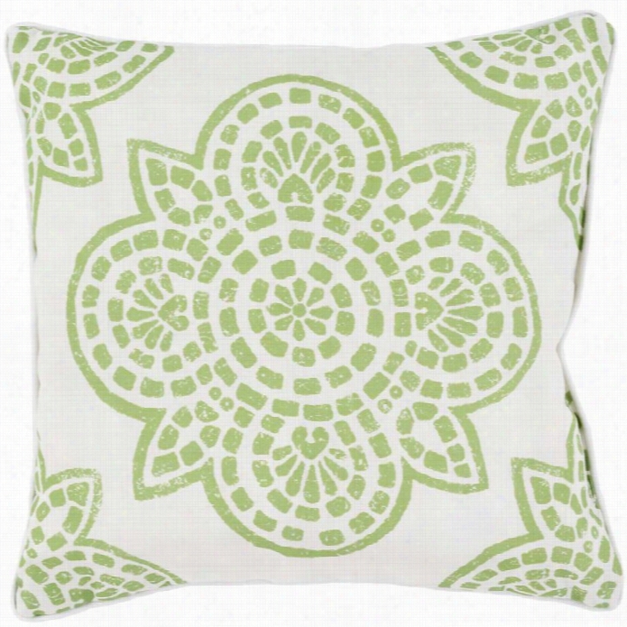 Suryaa Hemma Poly Fill 16 Square Pillow In Green