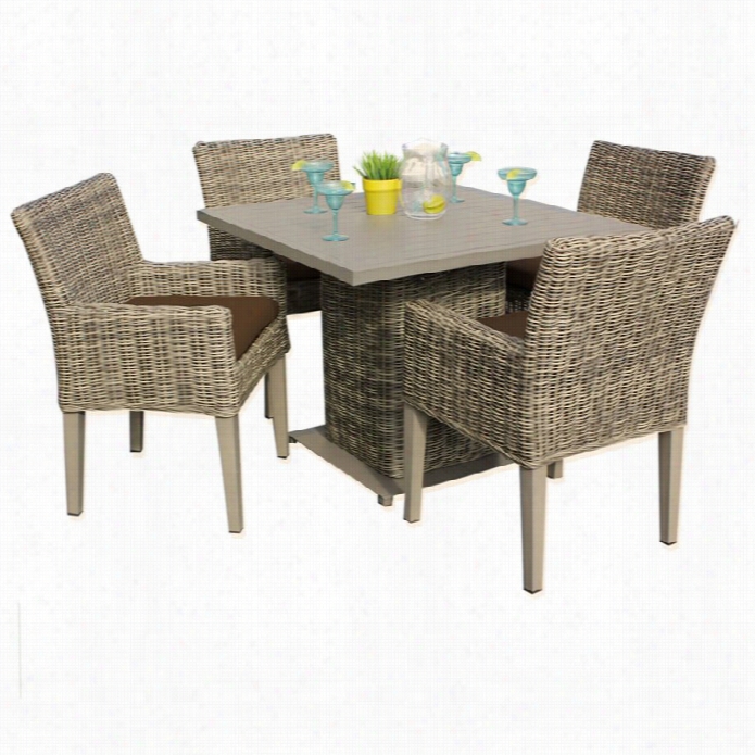 Tkc  Cape Cod Square 5 Piece Wicker Patio Din1ng Set In Cocoa