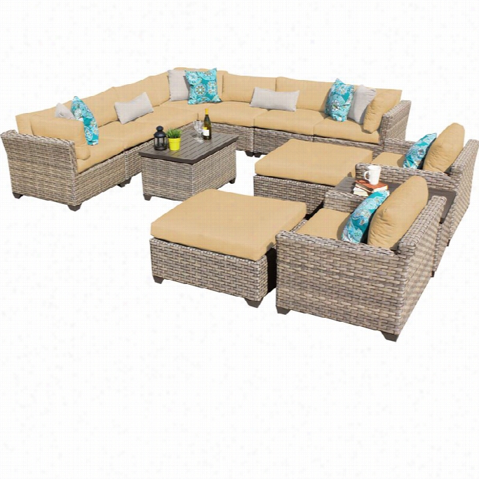 Tkc Monterey 13 Piece Outdoor Wicker Sofa Set In Sesame