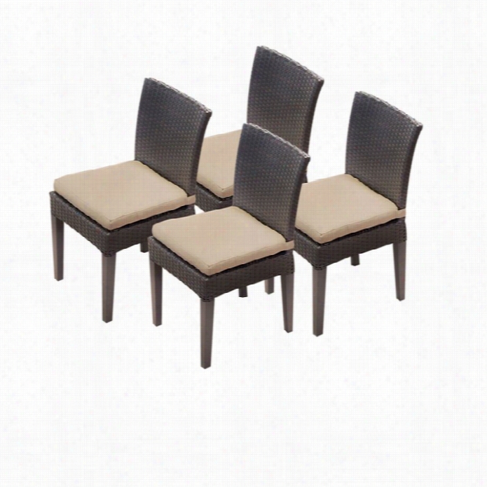 Tkc Napa Wicker Patio Dining Chairs In Whe At (set Of 4)